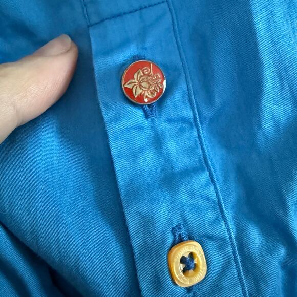 STONE ROSE Red Rivet Collection Blue Button Up Shirt Contrast Cuff | Large - Picture 8 of 8